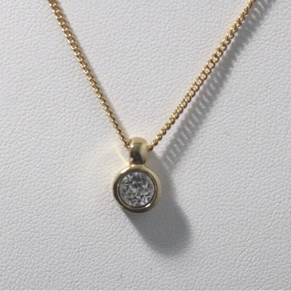 Vintage Christian Dior Signed Logo Goldtone Swarovski Crystal Pendant Necklace - Picture 2 of 7